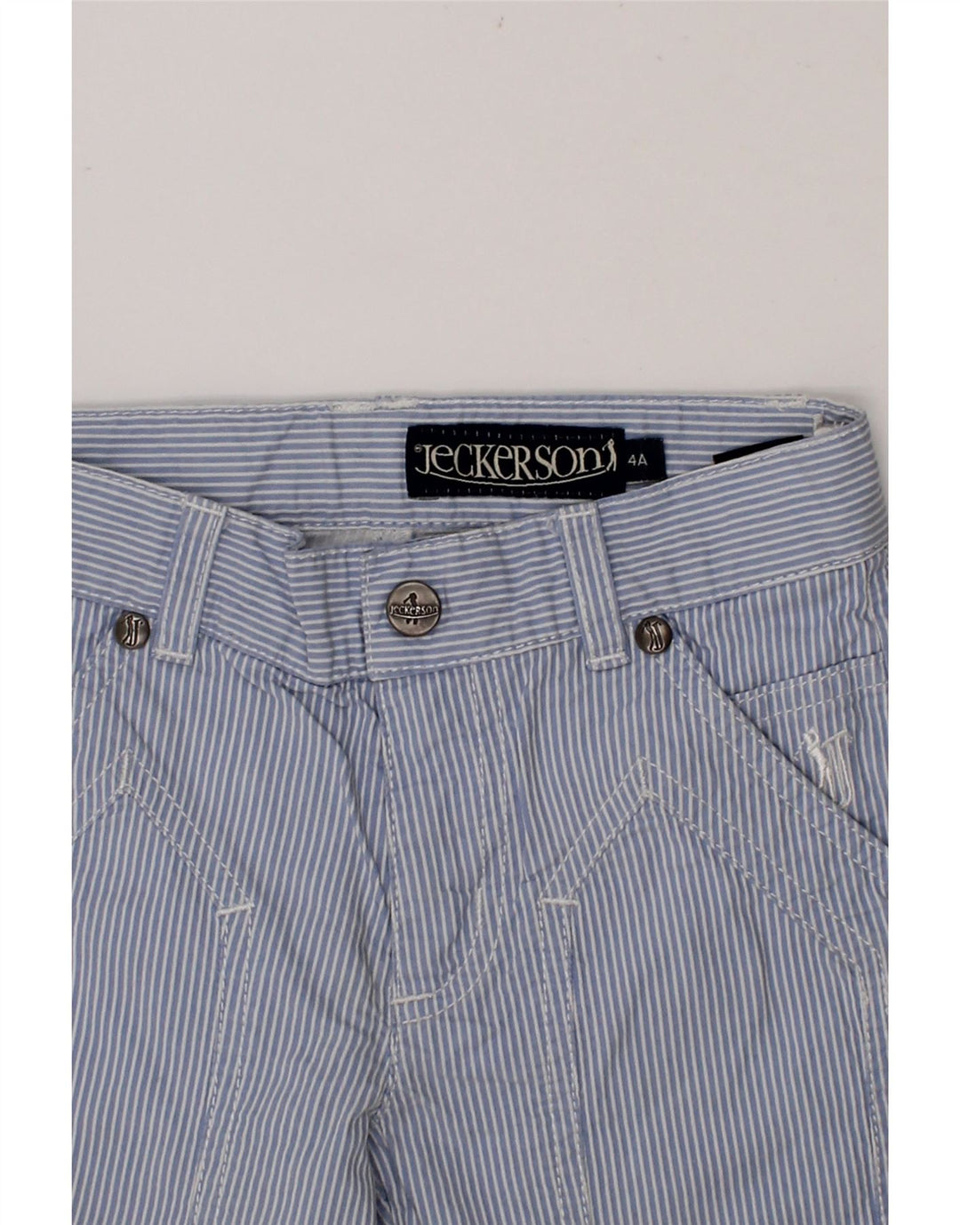 JECKERSON Boys Chino Shorts 3-4 Years W20 Blue Striped Vintage Jeckerson and Second-Hand Jeckerson from Messina Hembry 