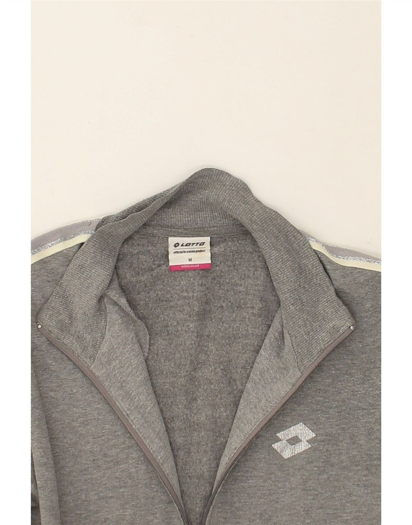 LOTTO Womens Tracksuit Top Jacket UK 14 Medium Grey Cotton | Vintage Lotto | Thrift | Second-Hand Lotto | Used Clothing | Messina Hembry 