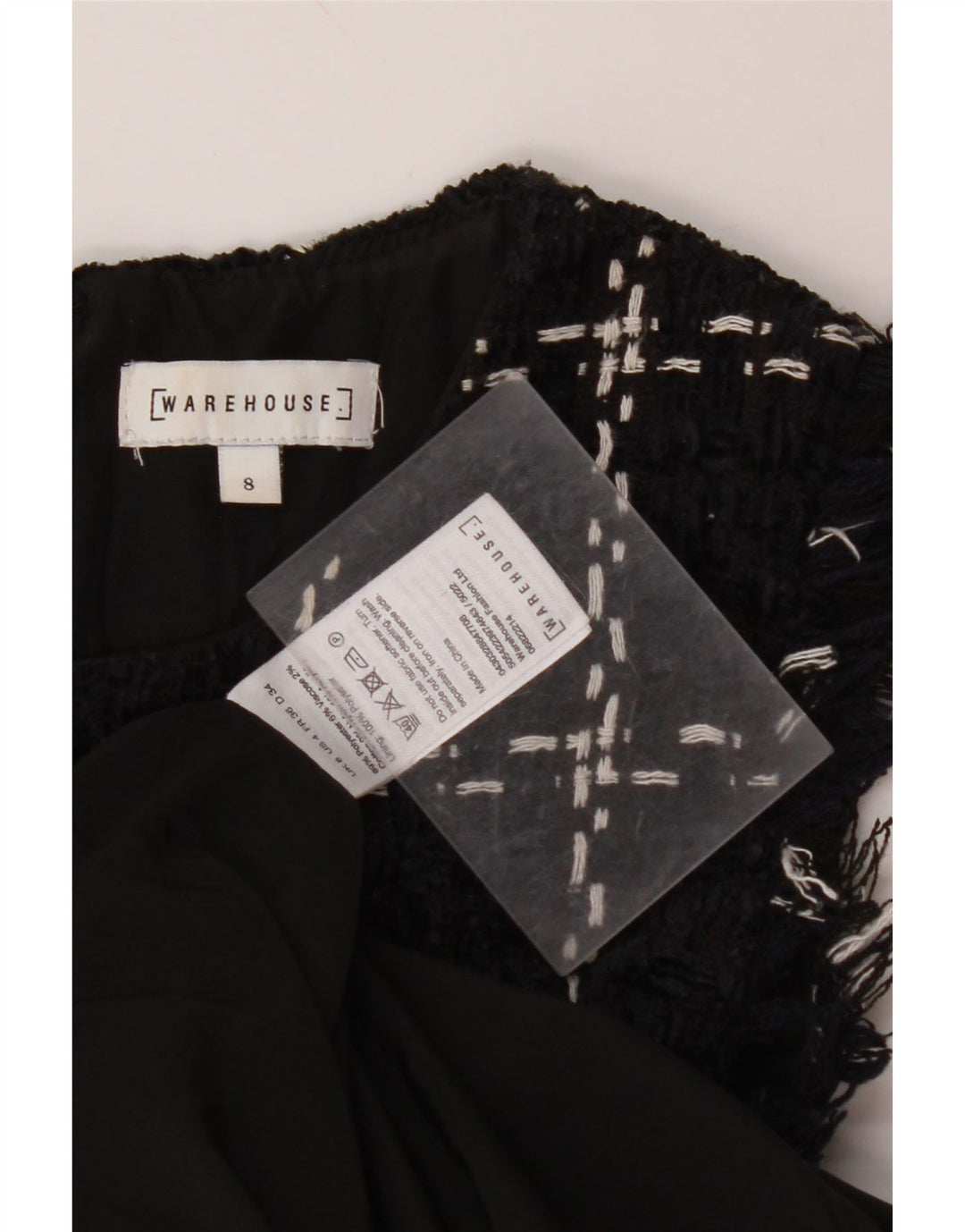 WAREHOUSE Womens Sleeveless Sheath Dress UK 8 Small Navy Blue Check