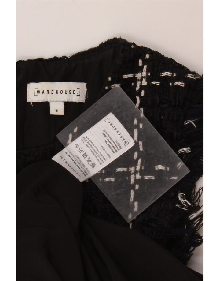 WAREHOUSE Womens Sleeveless Sheath Dress UK 8 Small Navy Blue Check