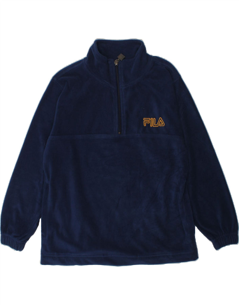 FILA Boys Zip Neck Fleece Jumper 9-10 Years Medium  Navy Blue Polyester | Vintage Fila | Thrift | Second-Hand Fila | Used Clothing | Messina Hembry 