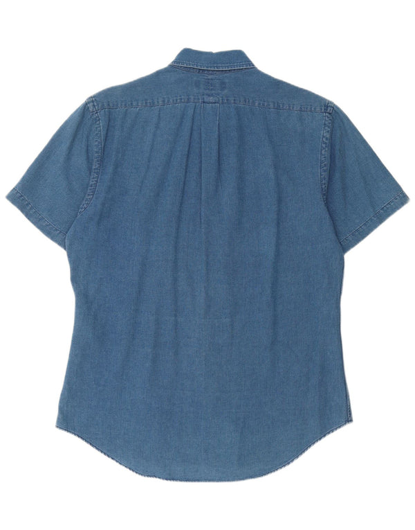 Ralph Lauren Mens Short Sleeve Slim Fit Denim Shirt Large Blue Cotton