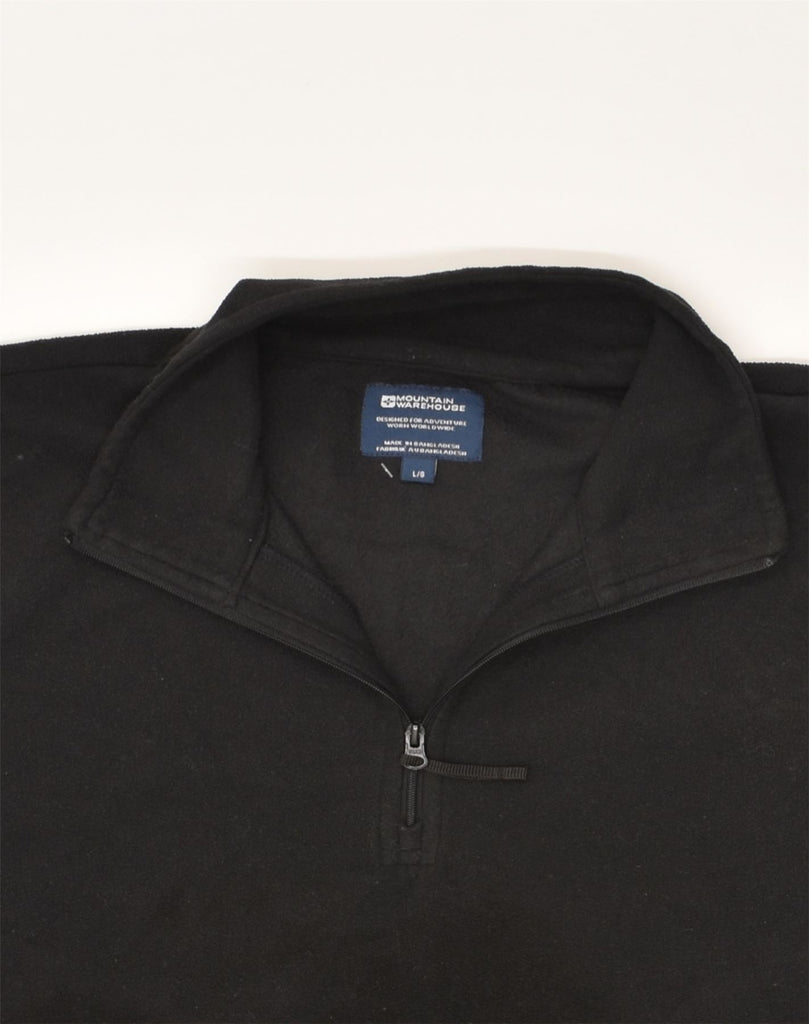 MOUNTAIN WAREHOUSE Mens Zip Neck Fleece Jumper Large Black Polyester | Vintage Mountain Warehouse | Thrift | Second-Hand Mountain Warehouse | Used Clothing | Messina Hembry 