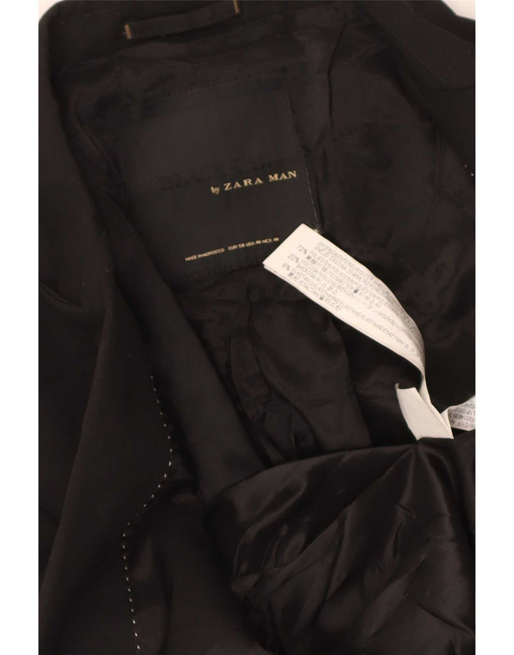 Zara Mens 2 Button Blazer Jacket EU 50 Medium Black Polyester