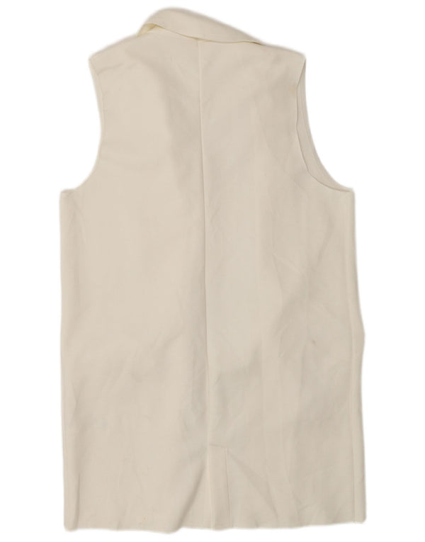 Topshop Womens Loose Fit Longline Waistcoat UK 10 Small  White Polyester