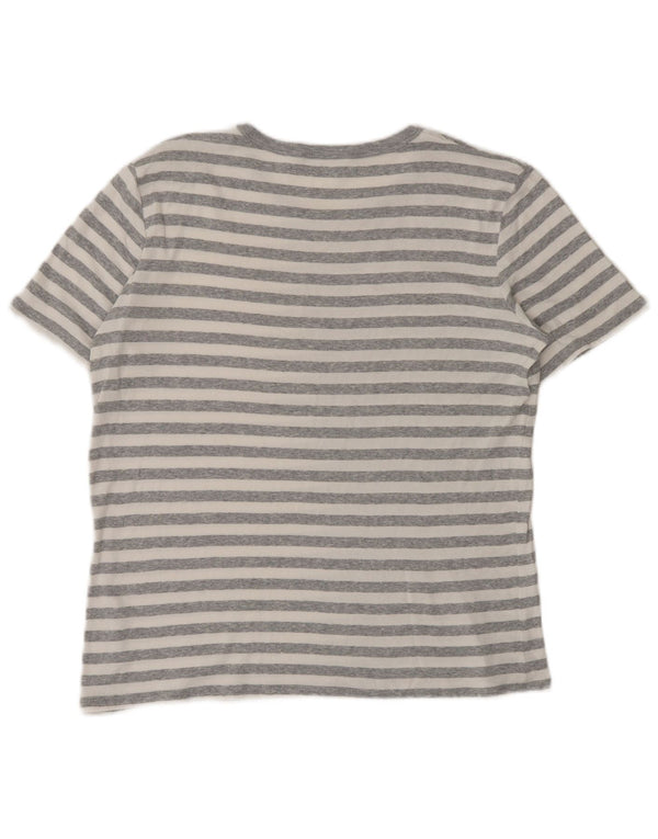 Benetton Mens T-Shirt Top Medium Grey Striped