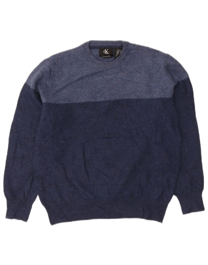 Calvin Klein Womens Crew Neck Jumper Sweater UK 12 Medium Navy Blue