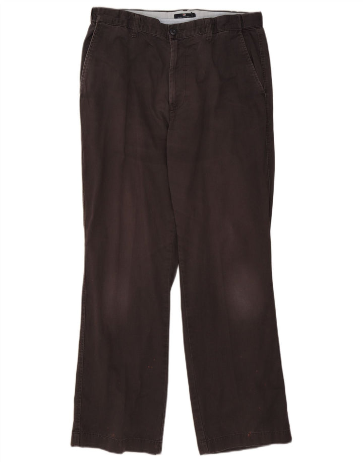 Marks & Spencer Mens Blue Harbour Straight Chino Trousers W34 L31 Black