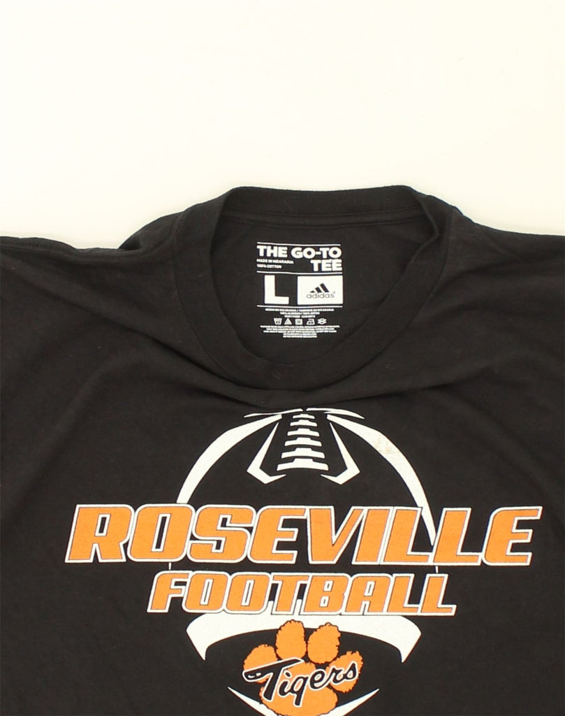 ADIDAS Mens Roseville Football Tigers Graphic T-Shirt Top Large Black | Vintage Adidas | Thrift | Second-Hand Adidas | Used Clothing | Messina Hembry 