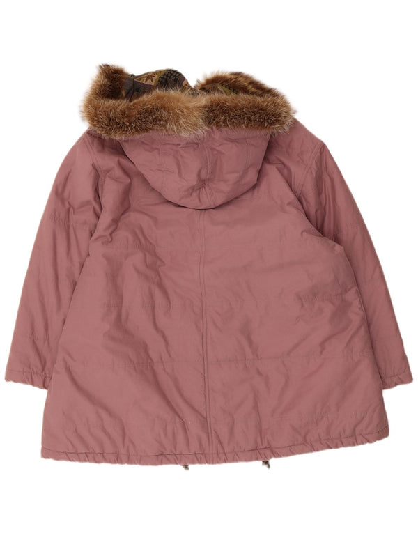 Mabrun Womens Hooded Oversized Parka Jacket IT 40 Medium Pink Cotton