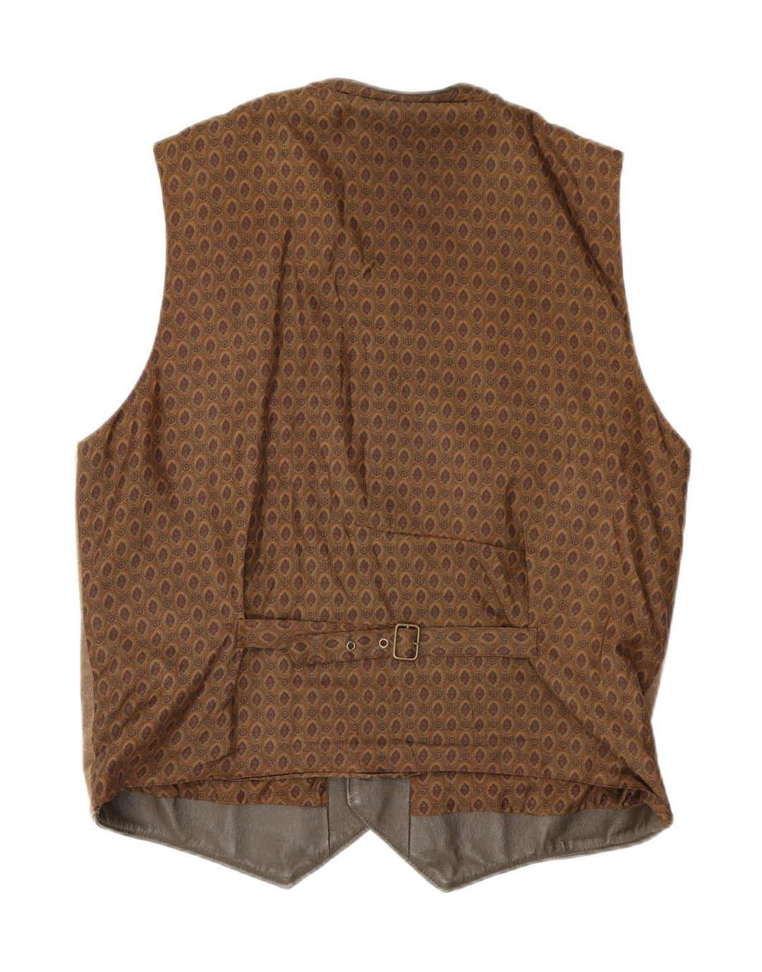 Vintage Mens Suede Waistcoat Medium Brown Geometric Leather