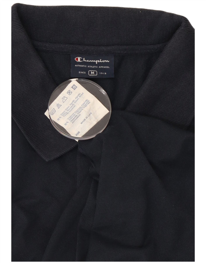 CHAMPION Mens Polo Shirt Medium Navy Blue Cotton