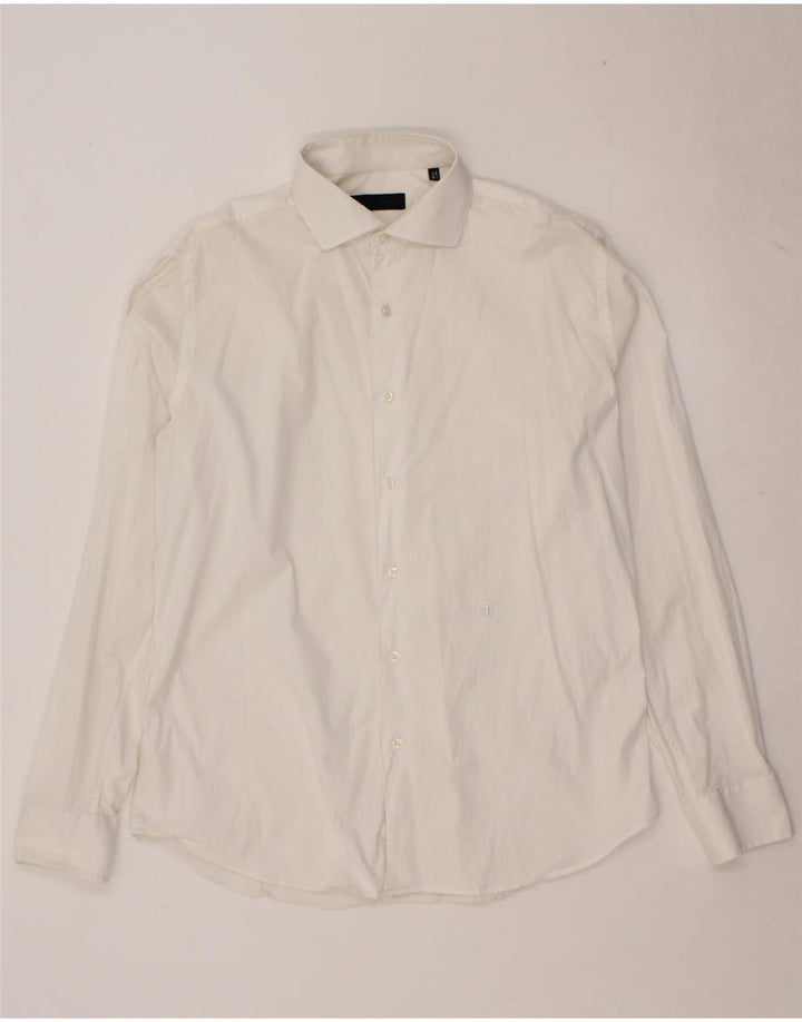 TRUSSARDI Mens Shirt Size 43 16 3/4  Large White Vintage Trussardi and Second-Hand Trussardi from Messina Hembry 