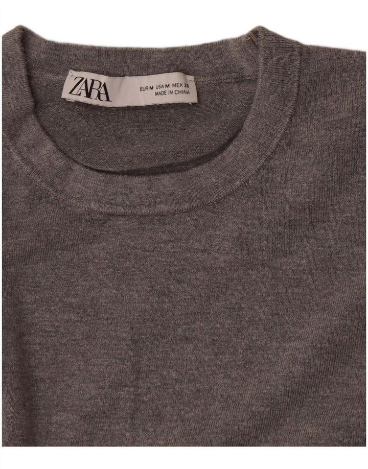 Zara Womens Crew Neck Jumper Sweater UK 12 Medium Grey