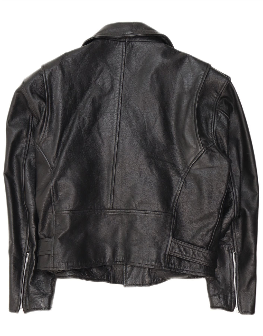 Vintage Womens Leather Biker Jacket UK 14 Medium Black Leather
