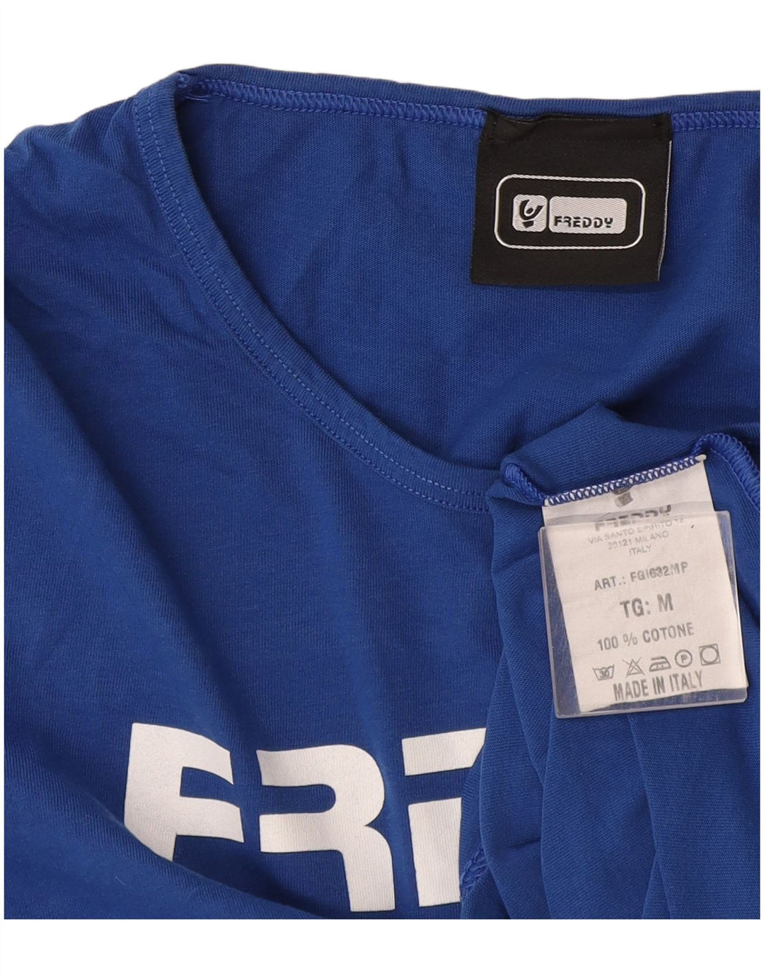 Freddy Womens Graphic T-Shirt Top UK 12 Medium Blue Cotton