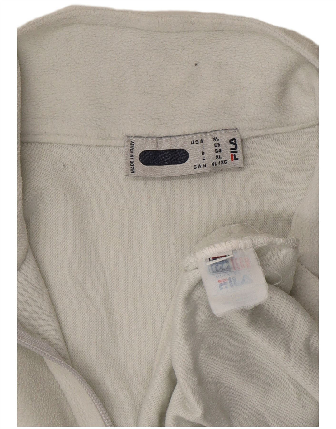 FILA Mens Zip Neck Fleece Jumper IT 56 XL White Polyester