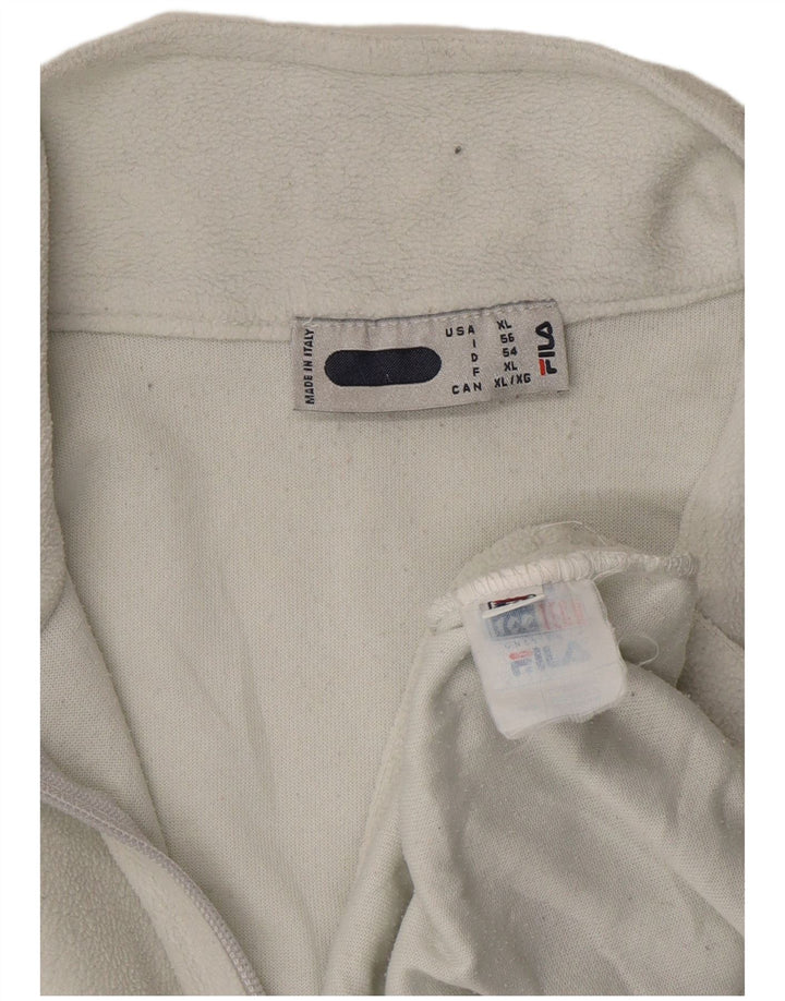 FILA Mens Zip Neck Fleece Jumper IT 56 XL White Polyester