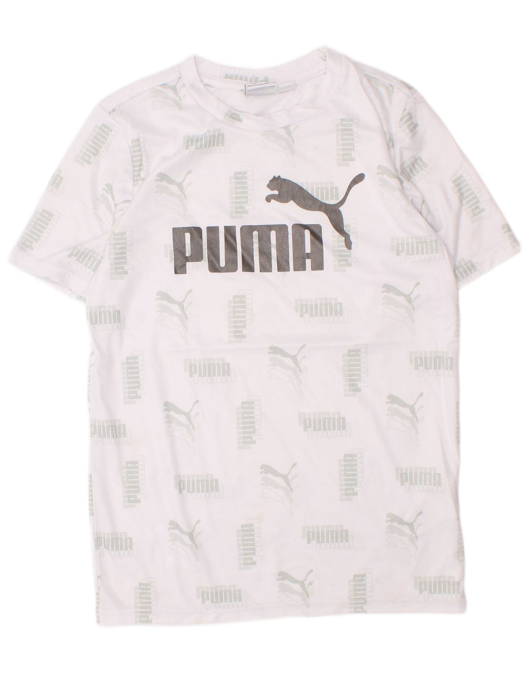 Puma Boys Graphic T-Shirt Top 7-8 Years Small White Polyester