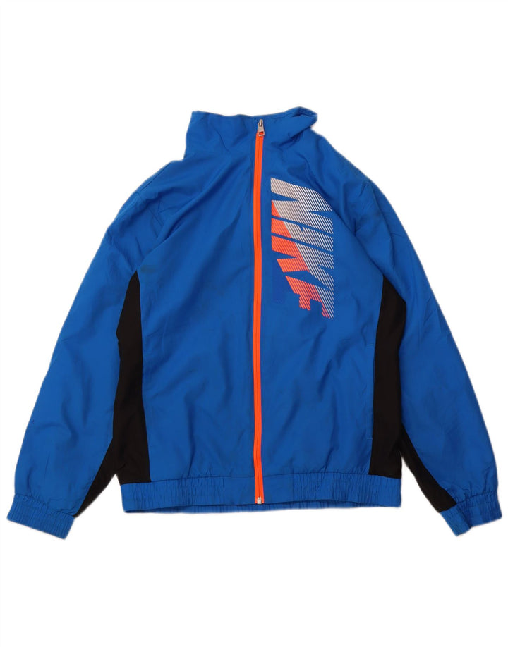 NIKE Boys Graphic Tracksuit Top Jacket 13-14 Years XL Blue Colourblock