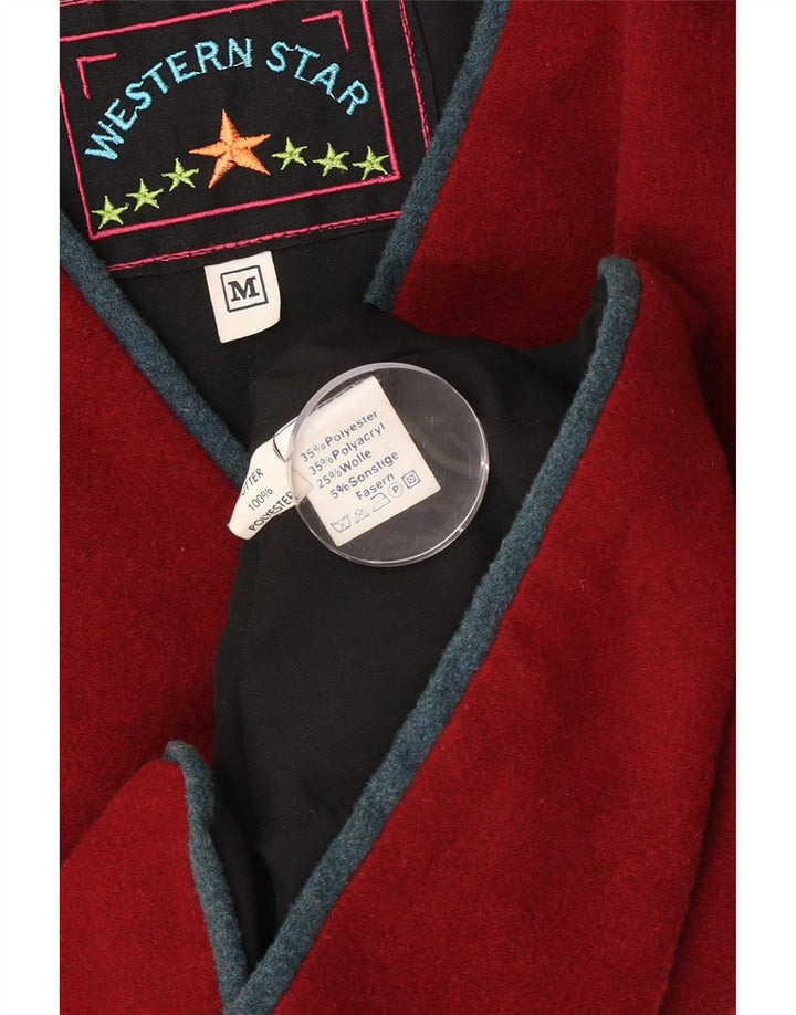 Vintage Mens Gilet Medium Burgundy Polyester