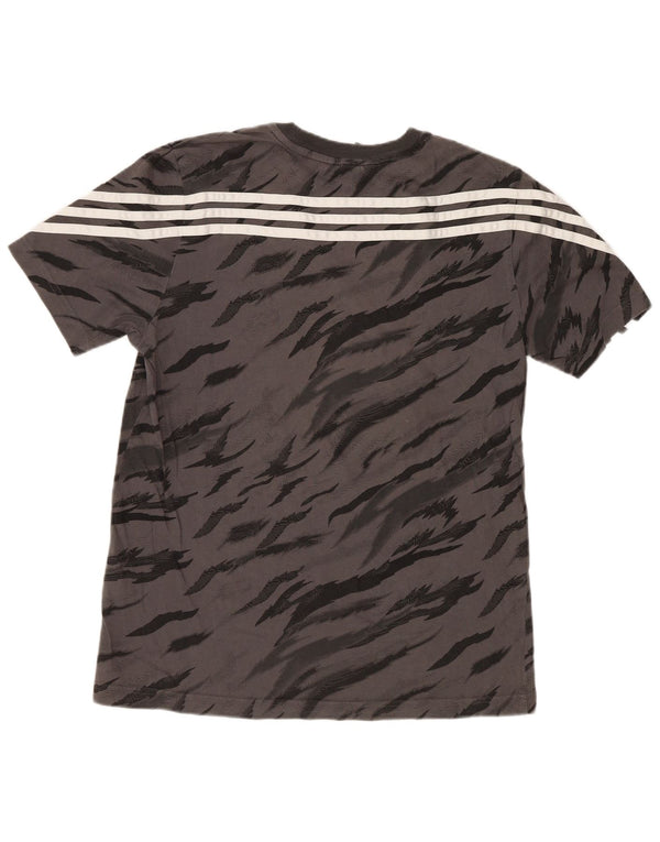 Adidas Boys T-Shirt Top 13-14 Years Grey Animal Print Cotton