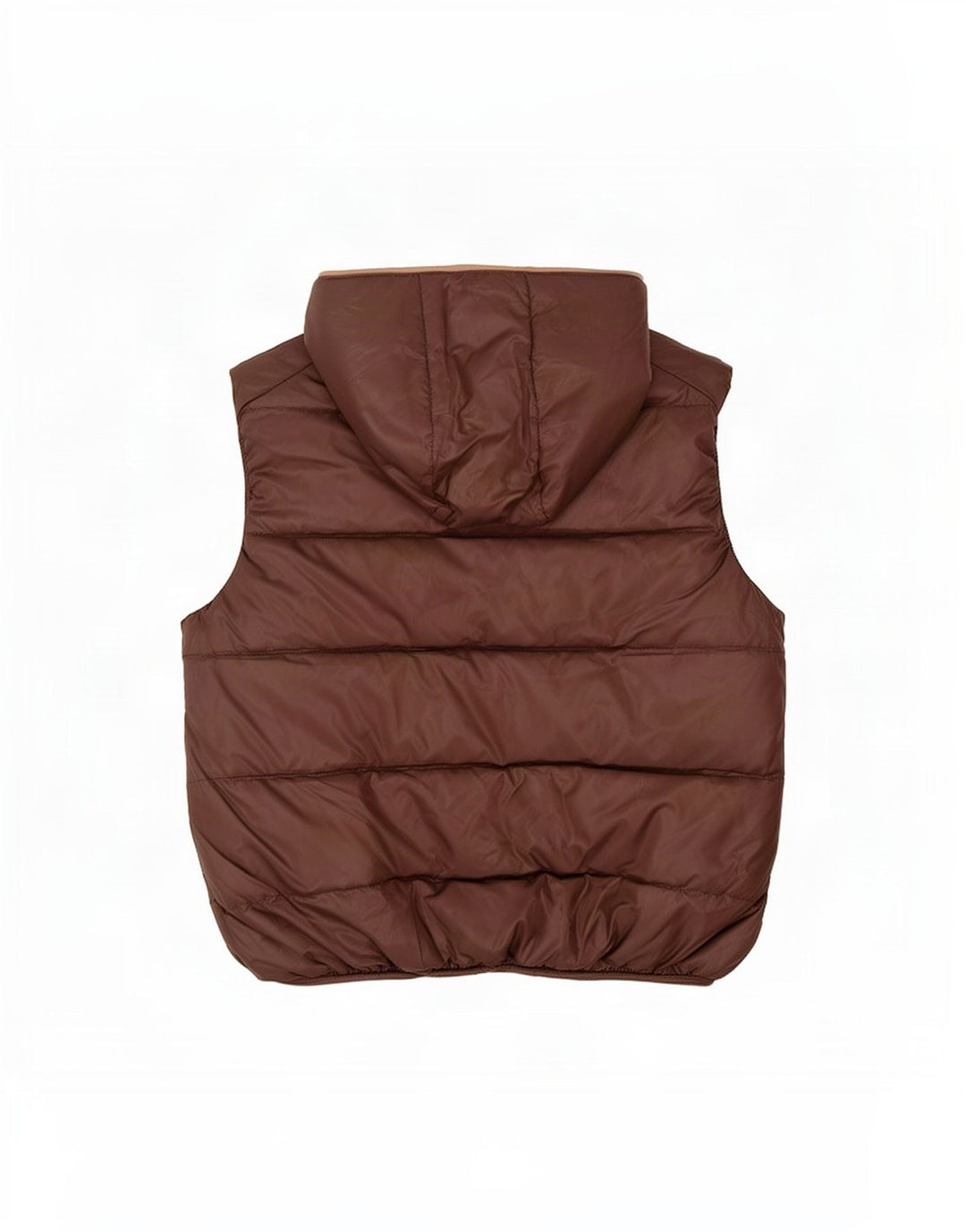 Zara Boys Hooded Padded Gilet 13-14 Years Large Brown Polyester