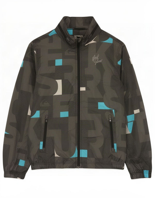 Quiksilver Boys Graphic Hooded Rain Jacket 13-14 Years Khaki Polyester