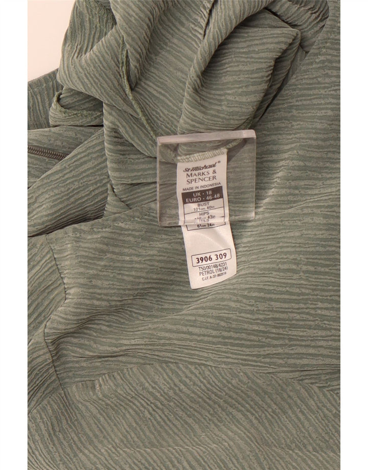 MARKS & SPENCER Womens Sheath Dress UK 18 XL Green Pinstripe Polyester