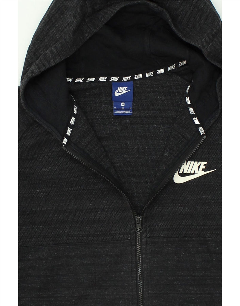 NIKE Womens Zip Hoodie Sweater UK 14 Medium Grey Flecked Cotton | Vintage Nike | Thrift | Second-Hand Nike | Used Clothing | Messina Hembry 