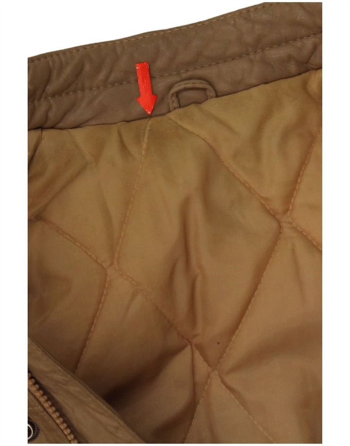 Vintage Mens Leather Jacket IT 48 Medium Beige Leather