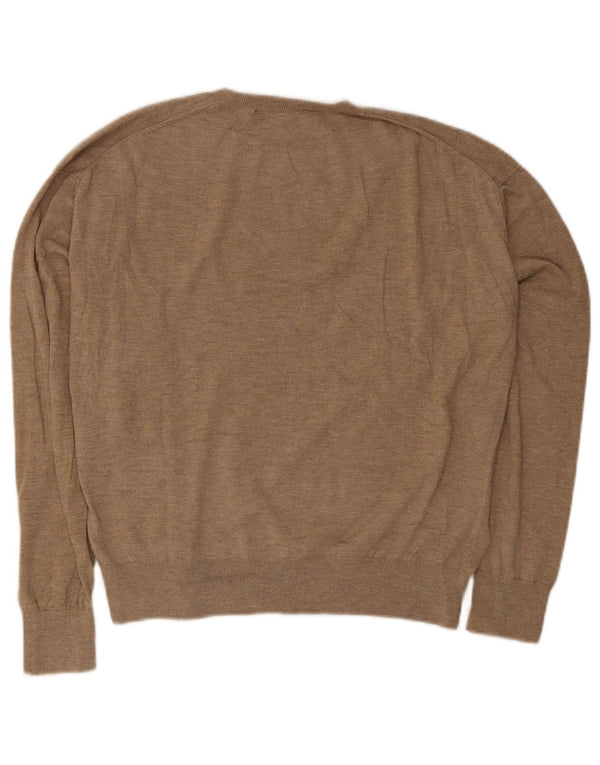 Zara Mens Loose Fit Crew Neck Jumper Sweater Small Beige Polyester