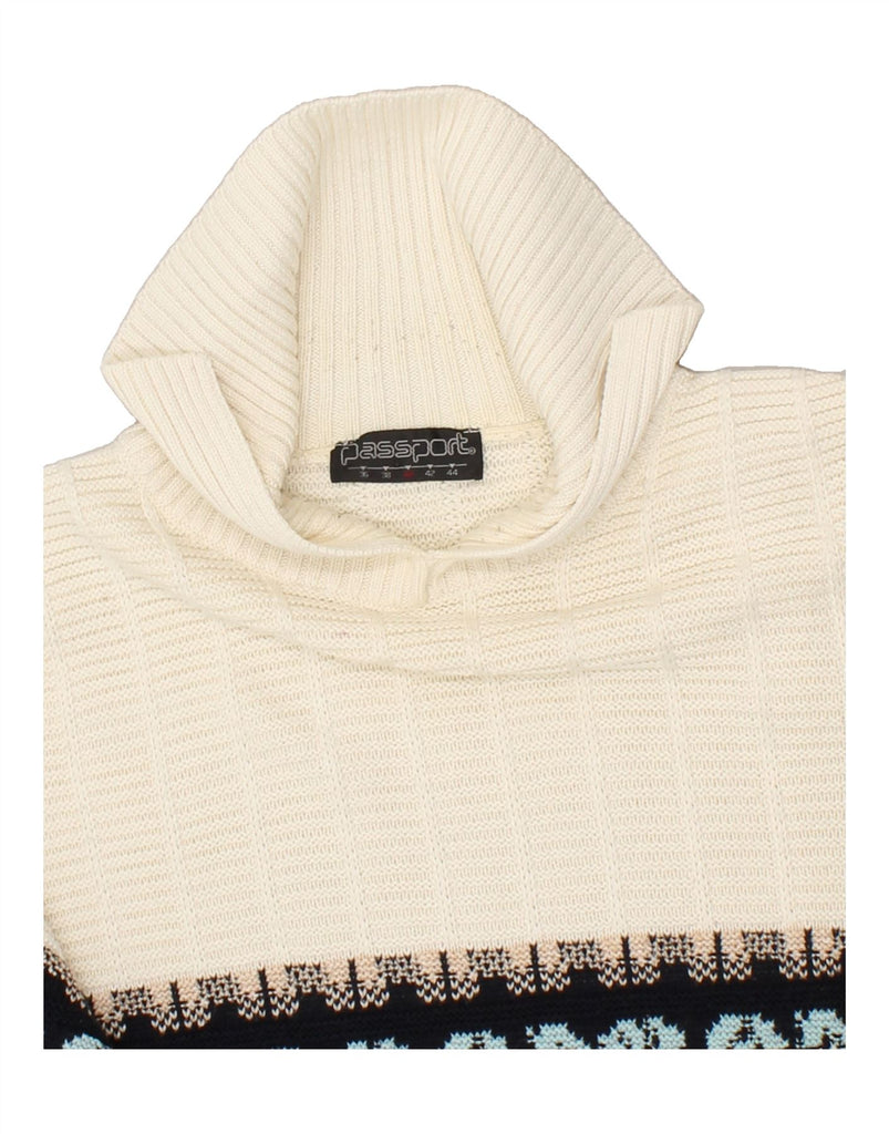VINTAGE Womens Polo Neck Jumper Sweater EU 40 Medium Off White Fair Isle | Vintage Vintage | Thrift | Second-Hand Vintage | Used Clothing | Messina Hembry 