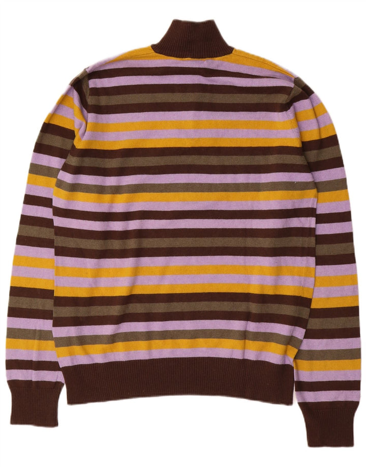 Sergio Tacchini Mens Zip Neck Jumper Sweater Large Multicoloured Striped