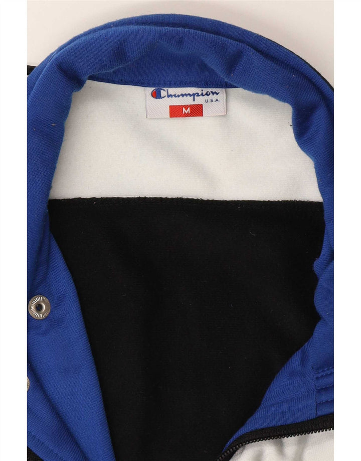 Champion Mens USA Graphic Tracksuit Top Jacket Medium Black Colourblock