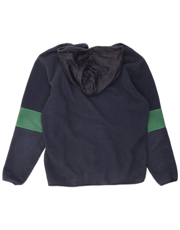 Tommy Hilfiger Mens Hooded Fleece Jumper Large Navy Blue Colourblock