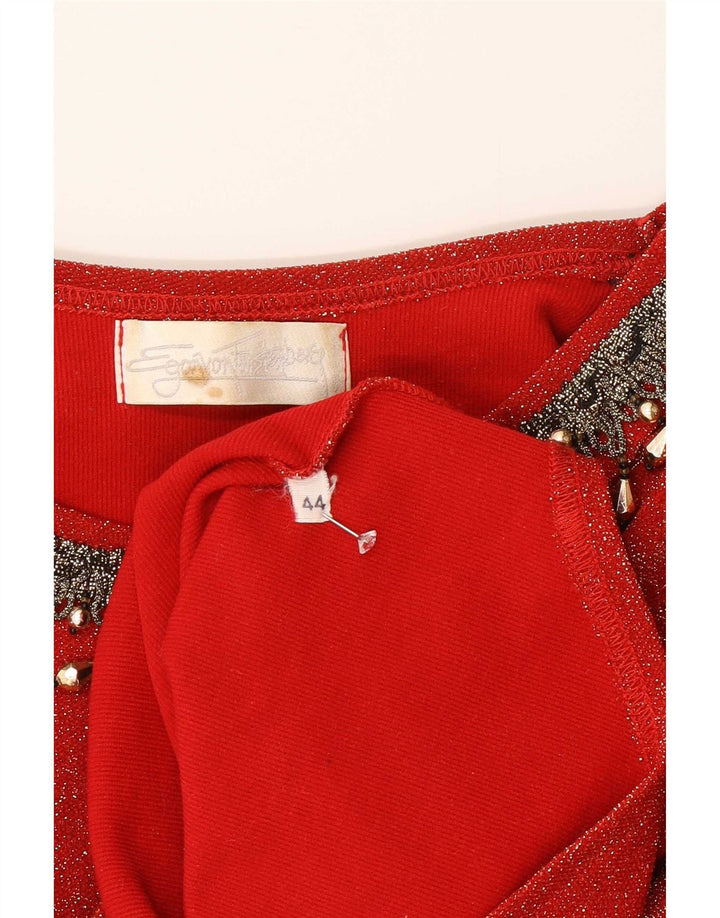 Vintage Womens Long Sleeve Bodysuit IT 44 Medium Red