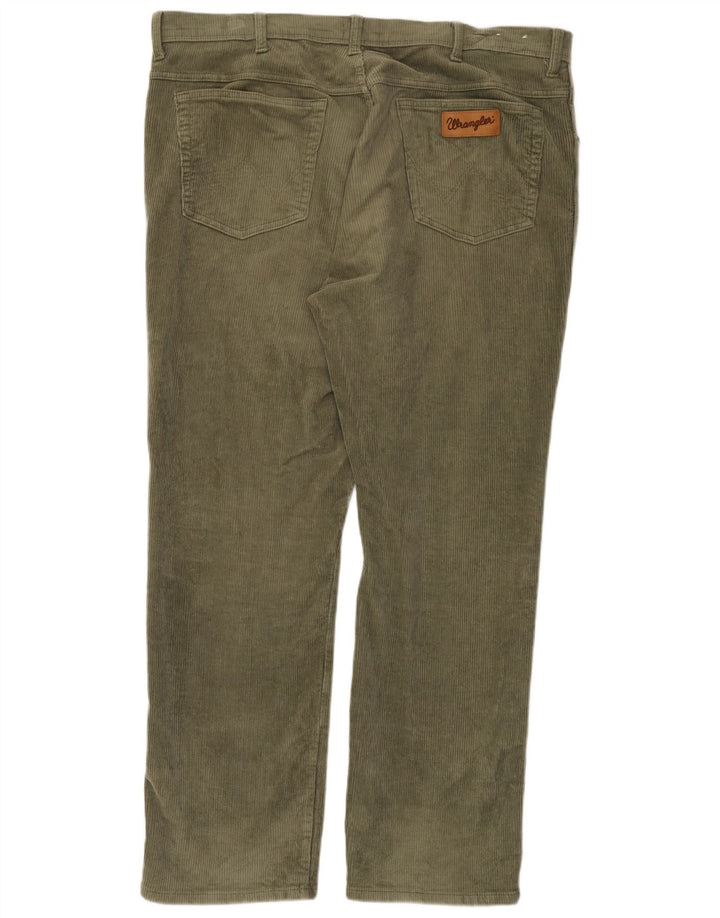 WRANGLER Mens Texas Straight Corduroy Trousers W42 L32 Khaki Cotton