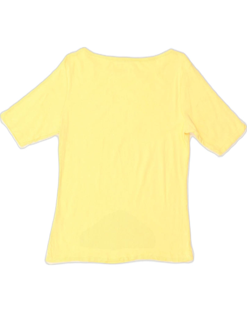 TOMMY HILFIGER Womens T-Shirt Top UK 14 Medium Yellow Cotton | Vintage Tommy Hilfiger | Thrift | Second-Hand Tommy Hilfiger | Used Clothing | Messina Hembry 