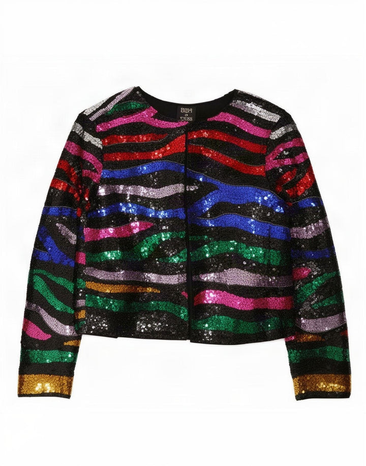 Biba Womens Sequin Open Bolero Jacket UK 10 Small Multicoloured Colourblock