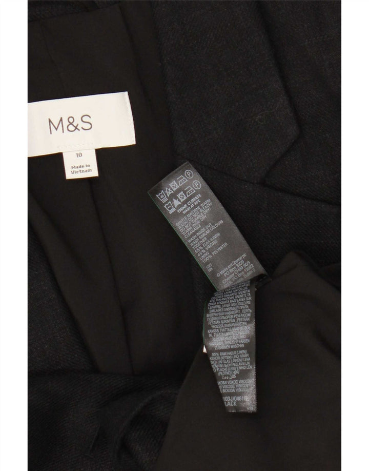 Marks & Spencer Womens 1 Button Blazer Jacket UK 10 Small Black Linen
