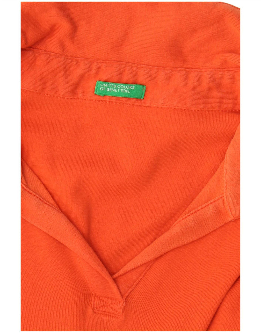 Benetton Womens Long Sleeve Polo Shirt UK 12 Medium Orange