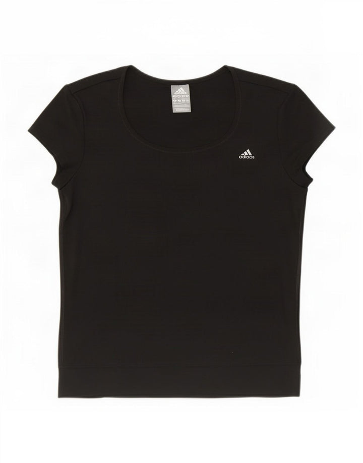 Adidas Womens Climalite T-Shirt Top UK 12/14 Medium Black Polyester