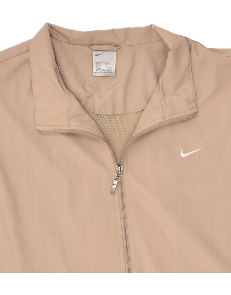 NIKE Womens Tracksuit Top Jacket UK 18 XL Beige Polyester | Vintage Nike | Thrift | Second-Hand Nike | Used Clothing | Messina Hembry 