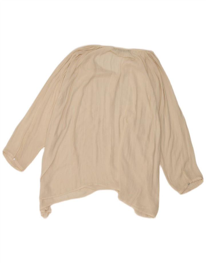Zara Womens Long Sleeve Oversized Blouse Top UK 16 Large Off White