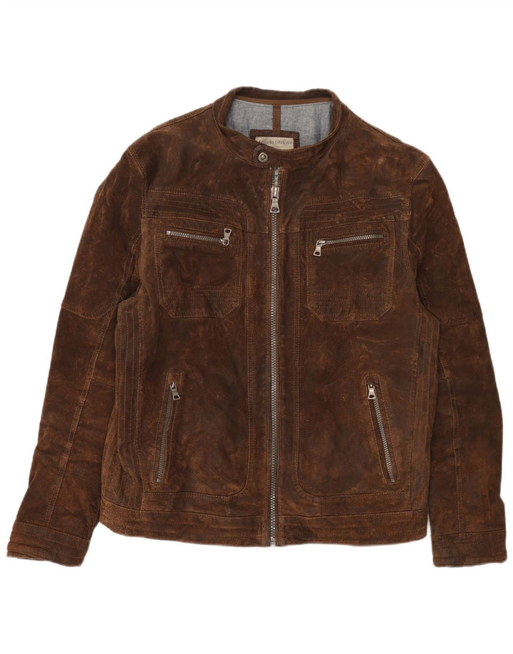 Angelo Litrico Mens Suede Jacket UK 40 Large Brown Leather