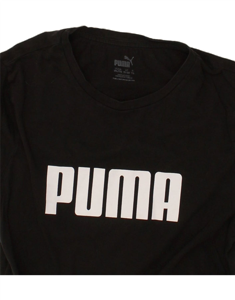 PUMA Girls Graphic T-Shirt Top 15-16 Years Black Cotton | Vintage Puma | Thrift | Second-Hand Puma | Used Clothing | Messina Hembry 