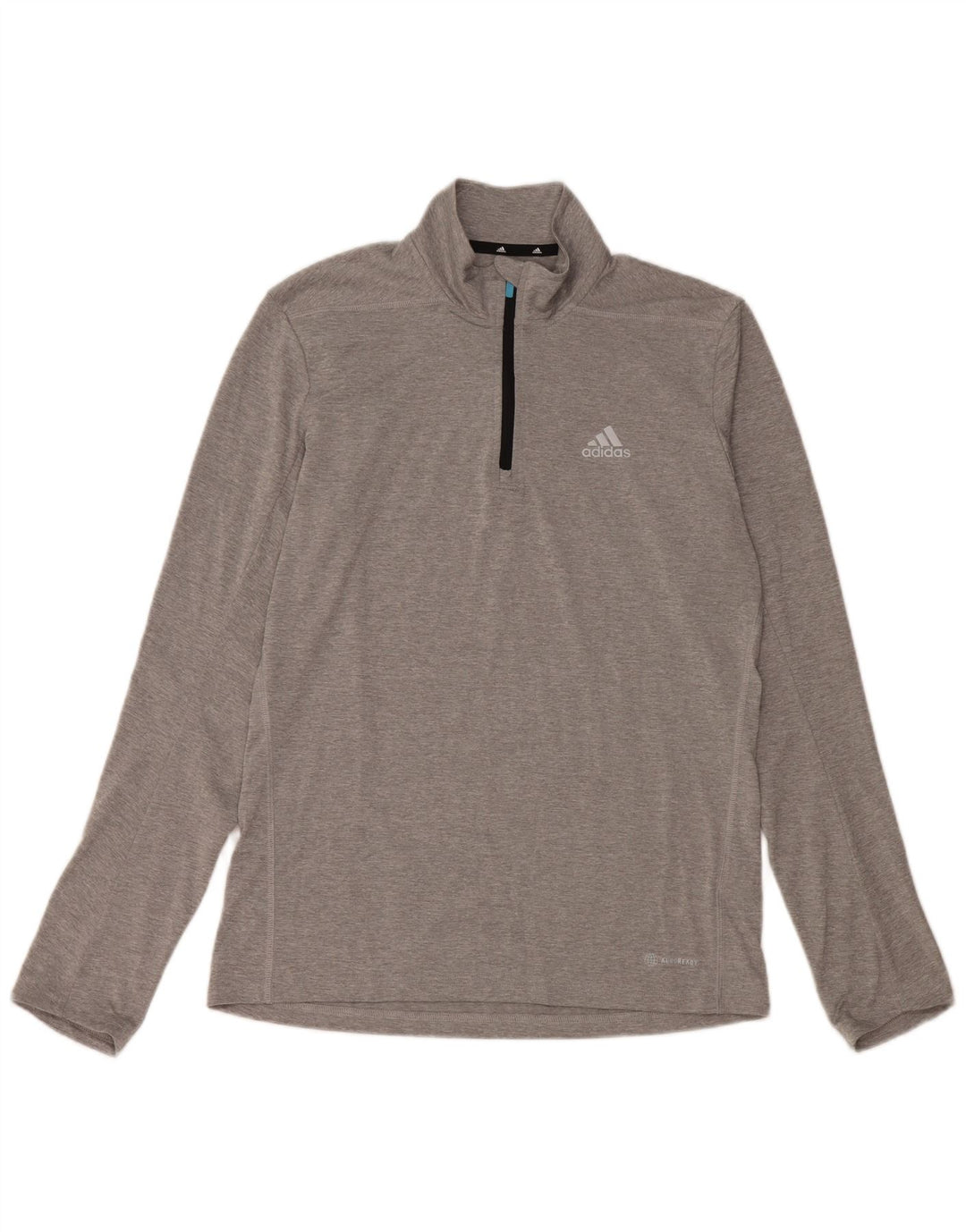Adidas Mens Aeroready Zip Neck Top Long Sleeve Small Grey Polyester