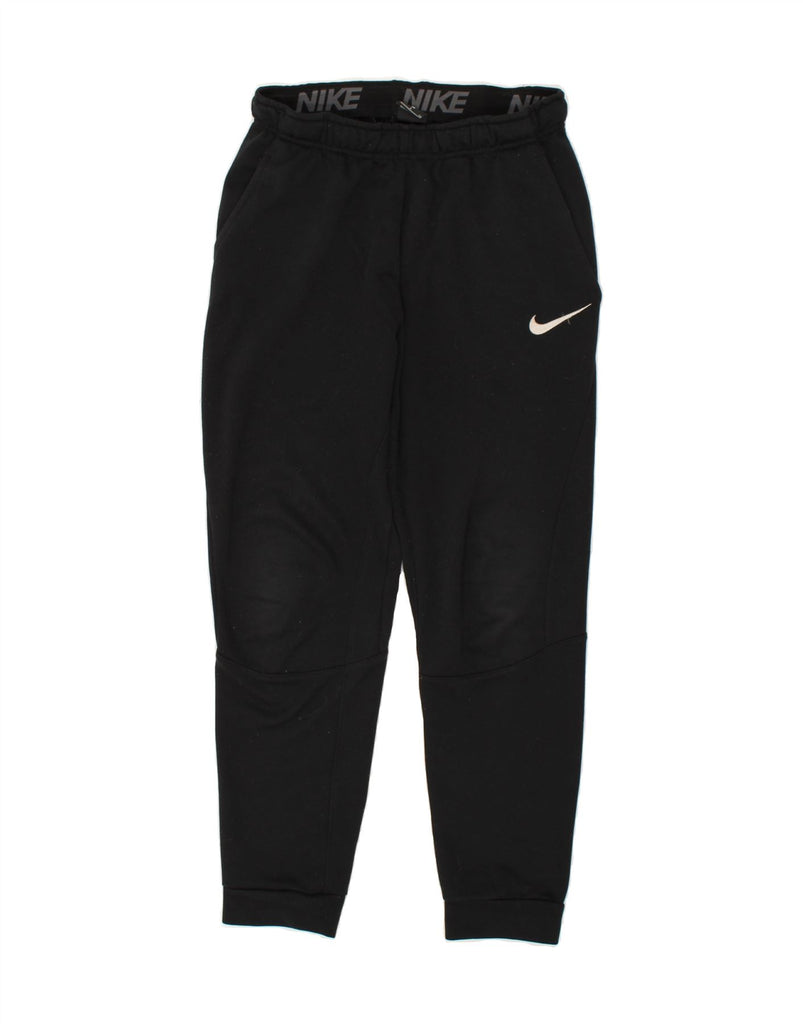 NIKE Mens Dri Fit Graphic Tracksuit Trousers Joggers Small Black Polyester | Vintage Nike | Thrift | Second-Hand Nike | Used Clothing | Messina Hembry 
