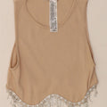 ZARA Womens Crop Vest Top UK 12 Medium Beige Nylon Vintage Zara and Second-Hand Zara from Messina Hembry 